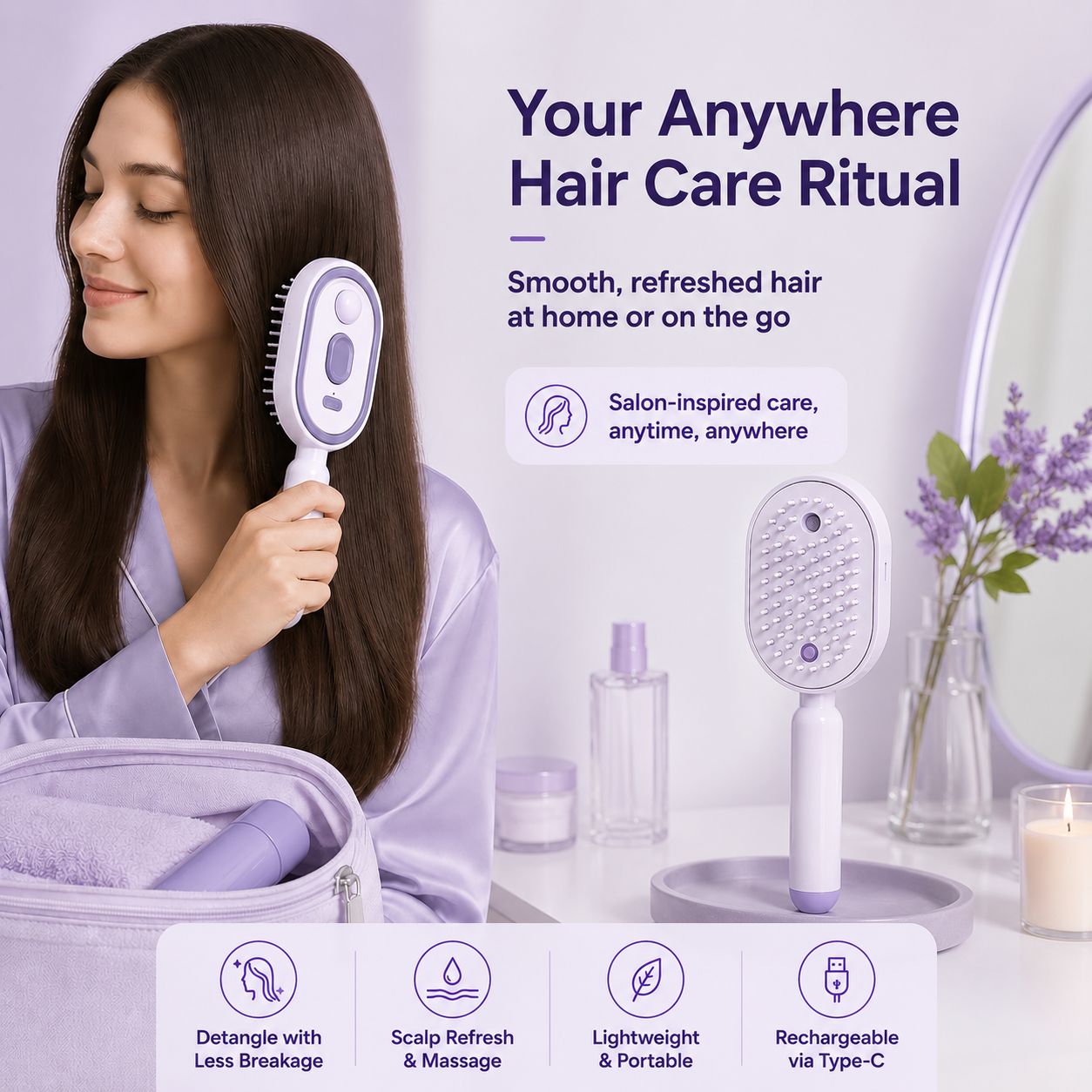 5-in-1 Mist Massage Hair Brush