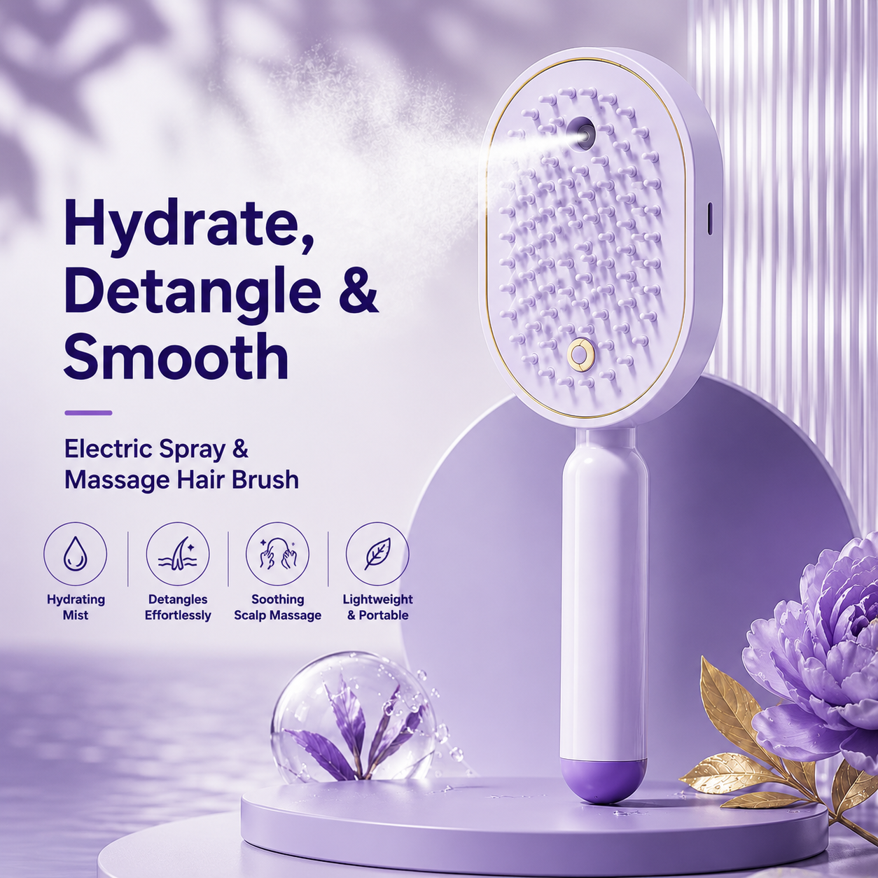 5-in-1 Mist Massage Hair Brush