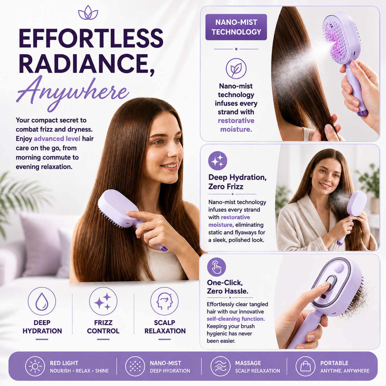 5-in-1 Mist Massage Hair Brush